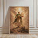 Archangel Raphael wall art print with halo and ornate border