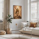 Illustration of Archangel Raphael framed as religious poster mockup