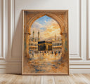 Kaaba watercolor art print close-up with soft brushstrokes