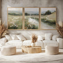 Tawakkul Arabic script featured across the central panel of the wall art set