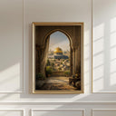 Elegant Islamic artwork featuring sacred architecture