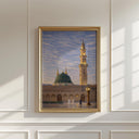 Green Dome Medina Mosque illustration in abstract Islamic art