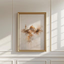 Abstract Islamic architecture poster inspired by Al Aqsa in soft neutrals