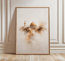 Dome of the Rock wall art in neutral beige and charcoal tones