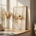 Soft green and beige Islamic art print for living room
