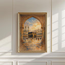 Mecca Islamic wall art featuring the Kaaba in watercolor