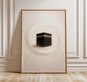 Kaaba wall art print, minimalist Islamic design on neutral background