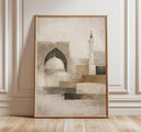 Abstract mosque arch wall art in neutral beige tones