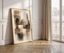 Detail of abstract architectural motif in beige and cream