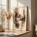 Framed Islamic wall art with calm beige palette