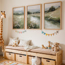 Full view of the 3-piece Islamic wall art set ready to hang in a living room setting