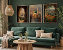 Abstract Kaaba panel in triptych wall decor