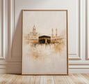 Kaaba-inspired wall art print in neutral tones