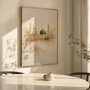 Neutral-toned spiritual architecture wall art with green dome
