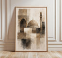 Abstract mosque silhouette in neutral beige tones