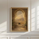Mecca skyline with Masjid al-Haram arches – abstract Islamic wall art