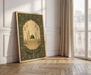 Prophet Mosque Medina decorative poster in blue and gold