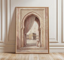 Blush Kaaba wall art close-up with soft neutral tones
