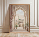 Medina Archway wall art in soft blush tones with Masjid Nabawi silhouette