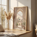 Masjid Nabawi view integrated into abstract Islamic art