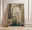 Beige Islamic abstract wall art with arch and dome motif