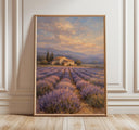 Provence lavender field landscape wall art with rolling hills
