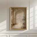 Feminine prayer room wall decor featuring flowing Quran inscription