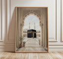 Neutral Kaaba wall art print with abstract design