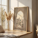 Neutral tones mosque painting for living room decor