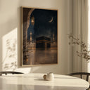 Kaaba silhouette in an abstract night art composition