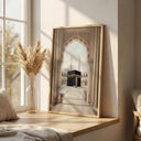 Mecca inspired Islamic art poster in soft tones