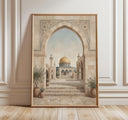 Al Aqsa Mosque arch silhouette wall art in neutral tones
