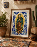Talavera-inspired Virgen de Guadalupe wall art, front view