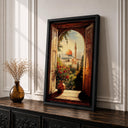 Abstract Islamic wall art showing Masjid Al-Aqsa and Jerusalem skyline framed canvas