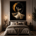 Close-up of Sufi-inspired movement in contemporary wall art
