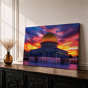 Dome of the Rock sunset skyline framed canvas - front view