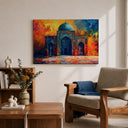 Geometric archway design on canvas
