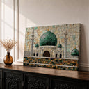 Masjid Al Nabawi framed canvas wall art showing Green Dome mosaic
