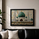Natural wood frame with Masjid Al Nabawi canvas print