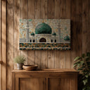 Calm green-toned Masjid Al Nabawi wall art for home