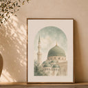 Sage green wall art with Islamic geometric patterns for home decor