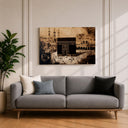 Framed Islamic art with Kaaba motif and Masjid Al Haram