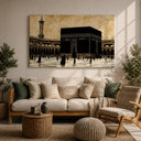 Masjid Al Haram framed canvas in living room setting