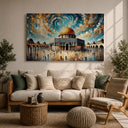 Temple Mount inspired Islamic art on a framed canvas