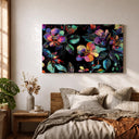 Framed floral wall art with vibrant petals and soft background