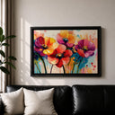 Soft watercolor floral art on framed canvas