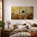 Abstract Islamic framed canvas featuring Prophet's Mosque