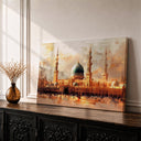 Masjid Nabawi green dome framed canvas wall art on display