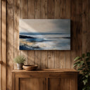 Gallery-ready seascape framed canvas on wall