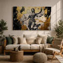 Framed canvas portrait of Lady Justice holding scales